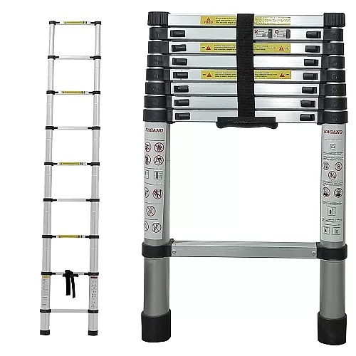 Escada Alumínio Telescópica 2.6 m 9 Degraus – Multifuncional – Nagano